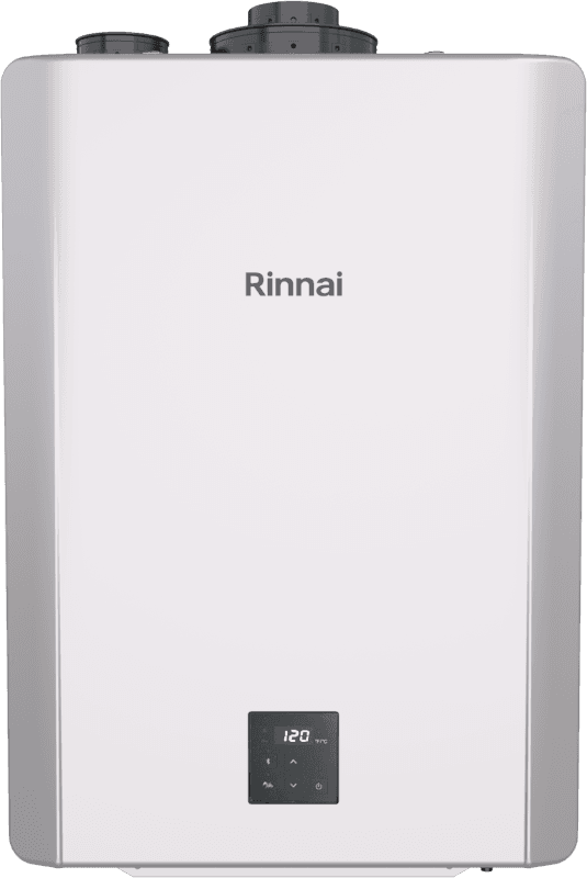 Wall-mounted tankless water heater installed by Milani