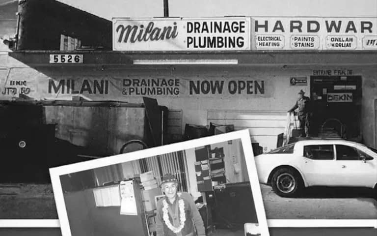 The original Milani Drainage & Plumbing shopfront in the 1950s