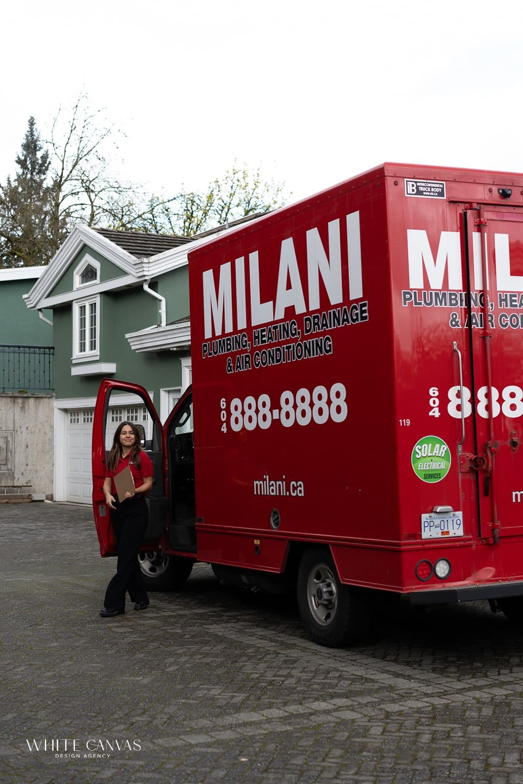 Milani technician arriving at a home for drain tile service